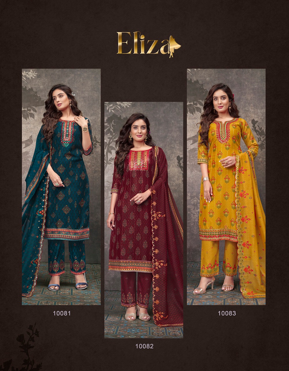 lily and lali eliza maslin gorgeous look top bottom with dupatta catalog