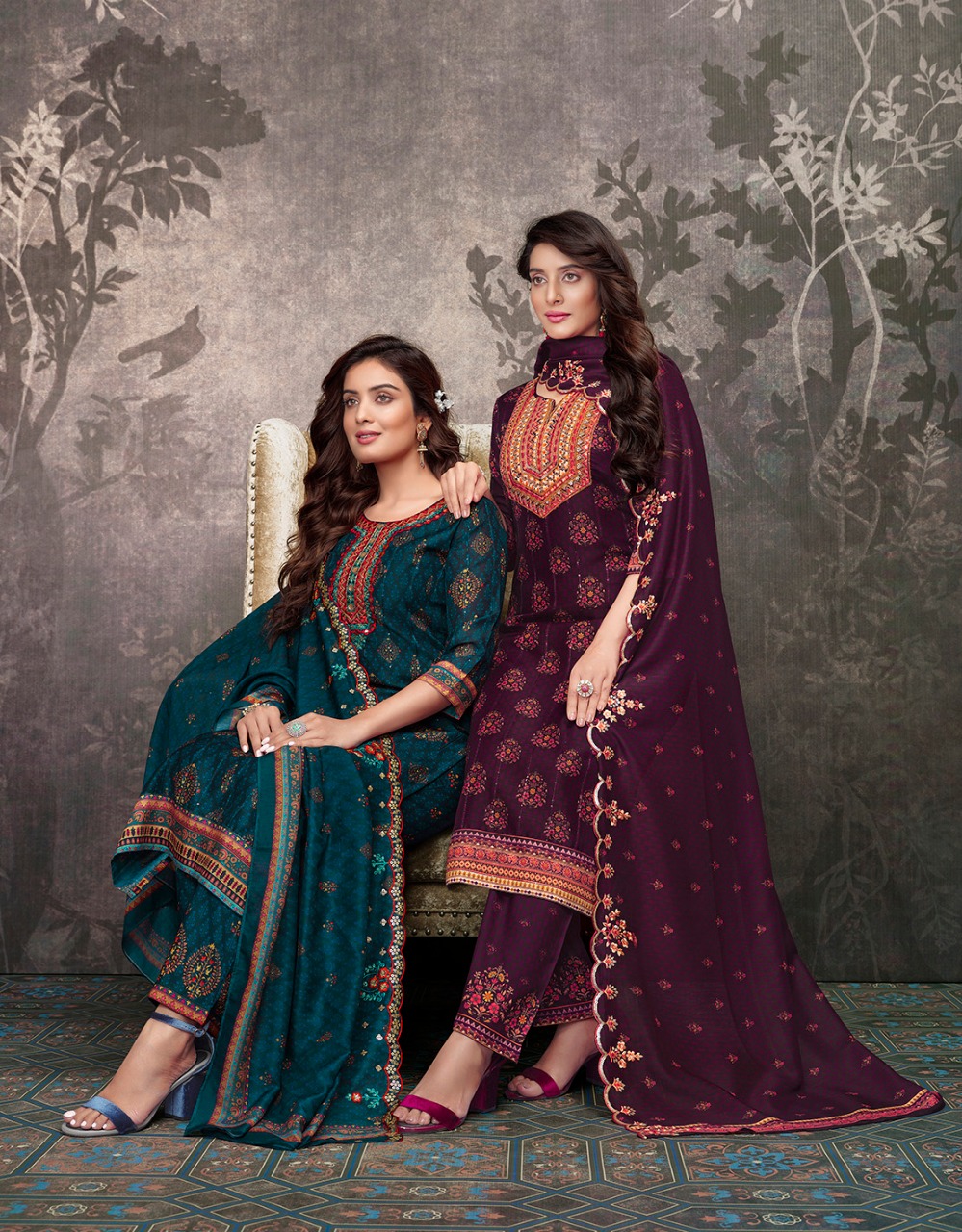 lily and lali eliza maslin gorgeous look top bottom with dupatta catalog