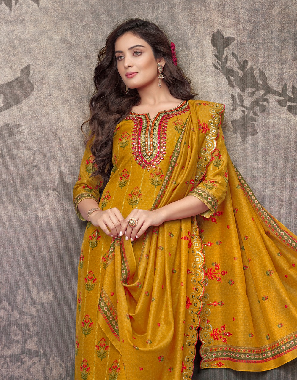 lily and lali eliza maslin gorgeous look top bottom with dupatta catalog