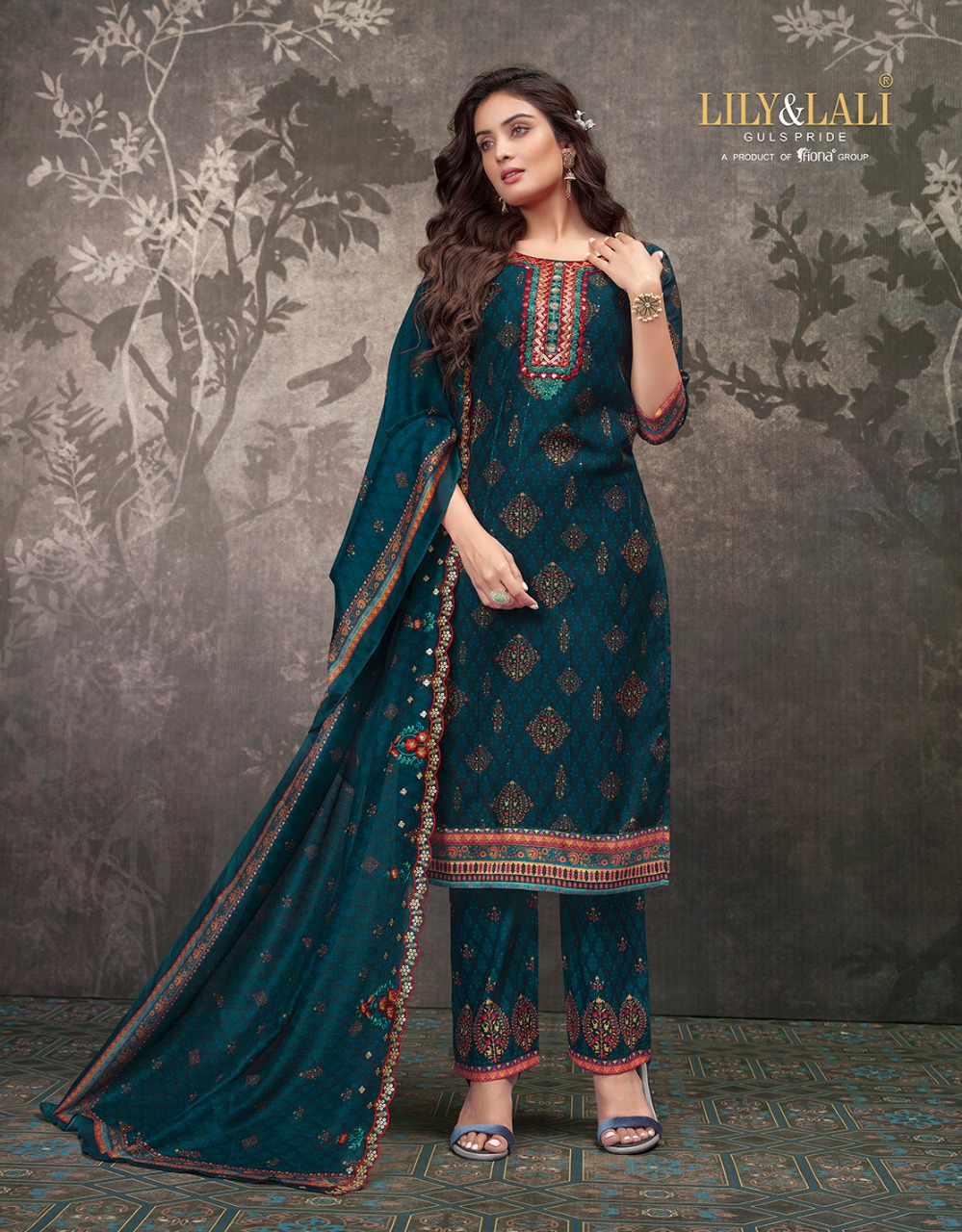 lily and lali eliza maslin gorgeous look top bottom with dupatta catalog