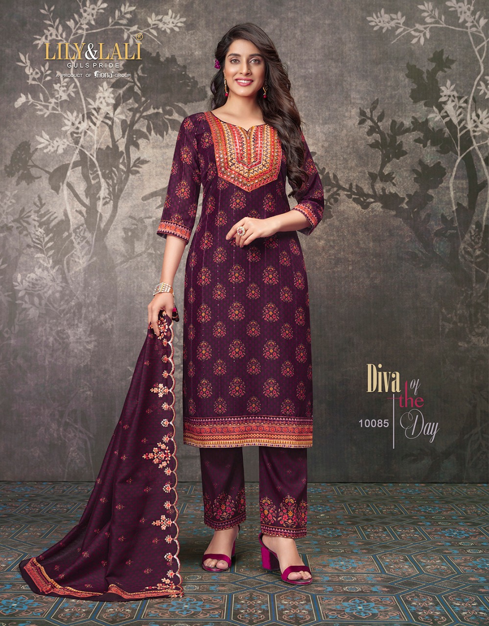 lily and lali eliza maslin gorgeous look top bottom with dupatta catalog