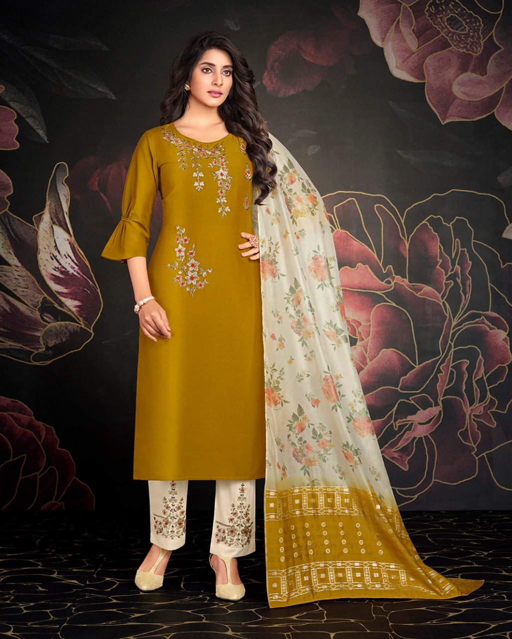 lily and lali fairy mirage bemberg silk regal look top bottom with dupatta catalog