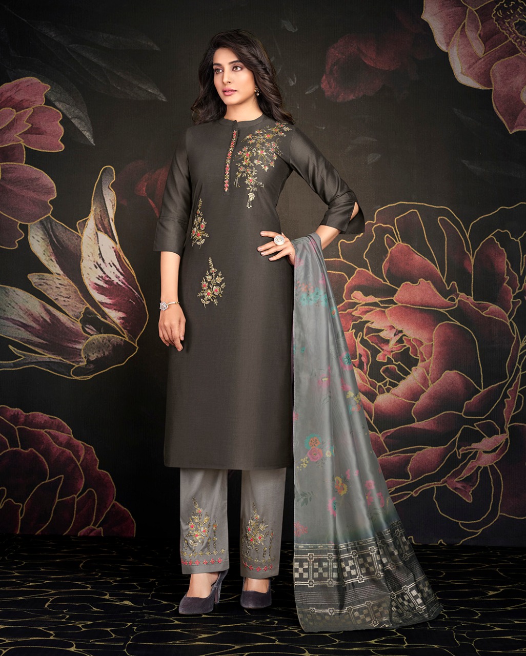 lily and lali fairy mirage bemberg silk regal look top bottom with dupatta catalog