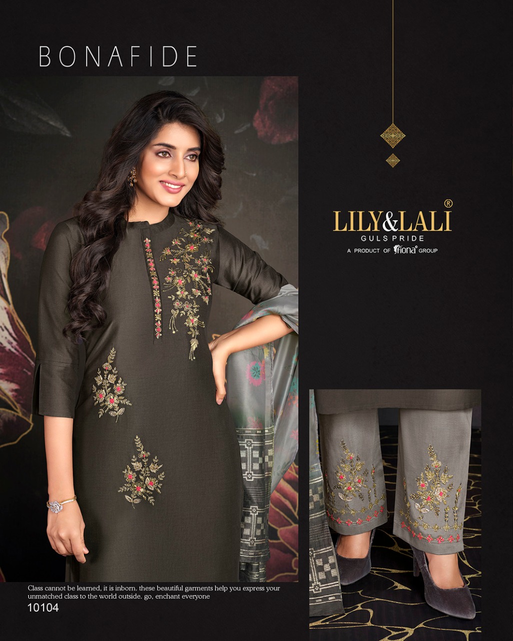 lily and lali fairy mirage bemberg silk regal look top bottom with dupatta catalog