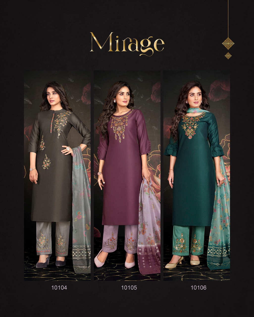 lily and lali fairy mirage bemberg silk regal look top bottom with dupatta catalog