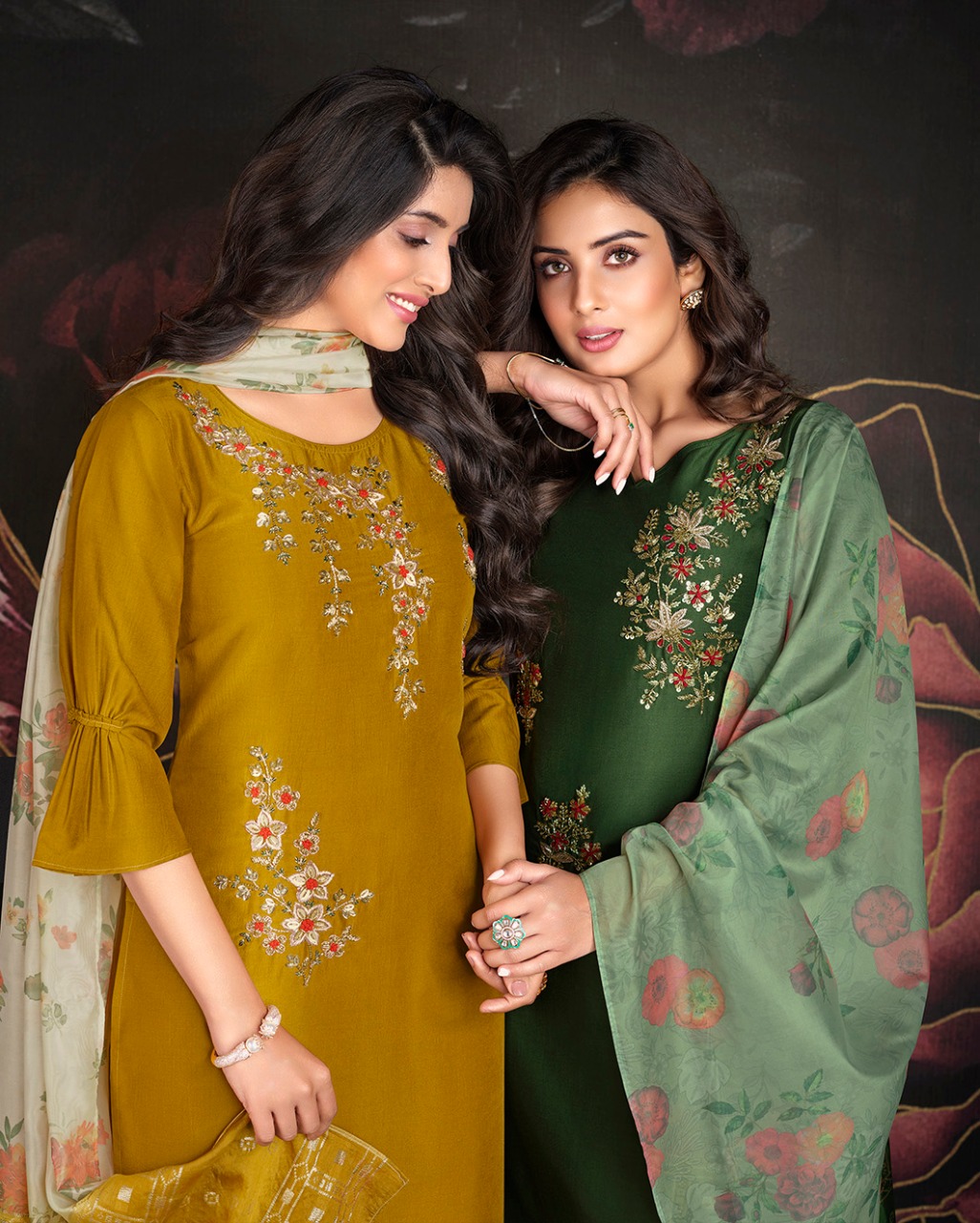 lily and lali fairy mirage bemberg silk regal look top bottom with dupatta catalog