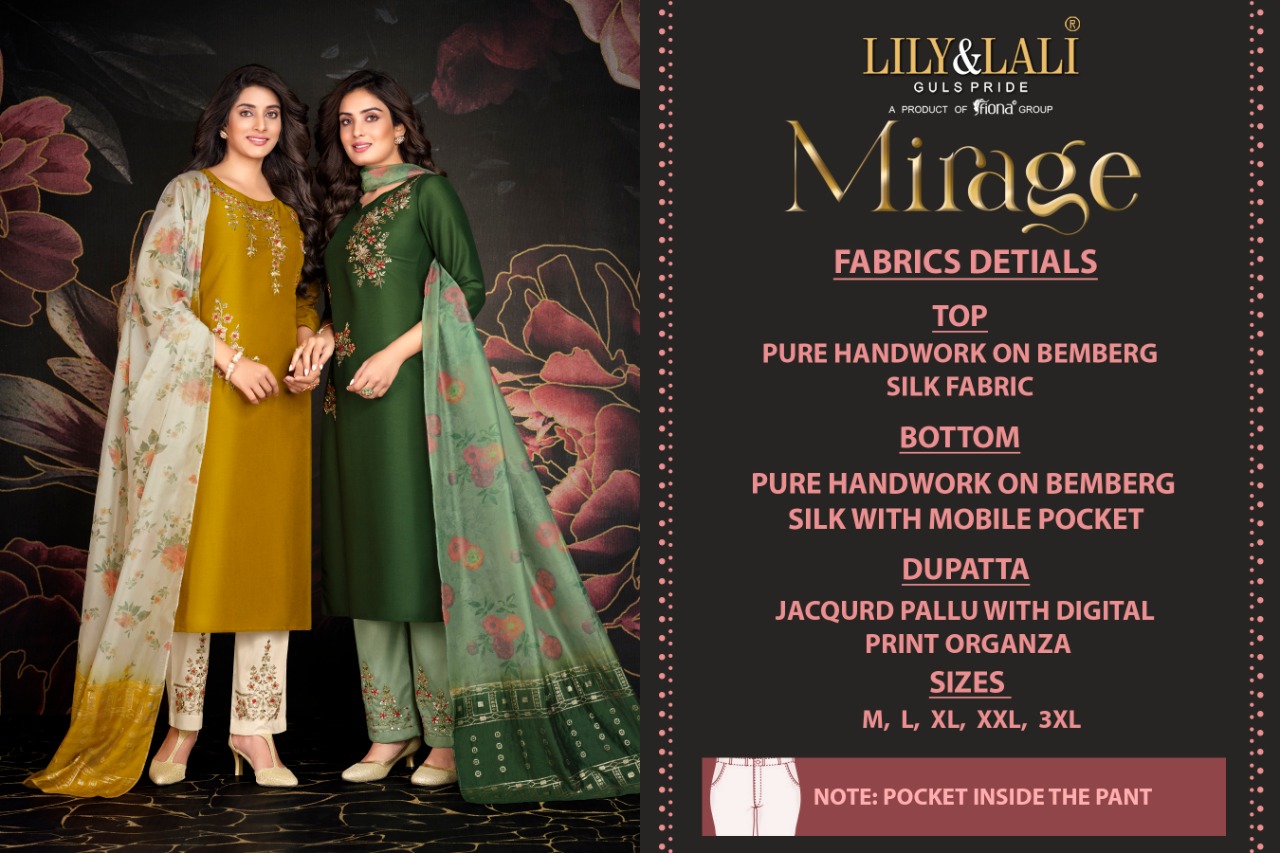 lily and lali fairy mirage bemberg silk regal look top bottom with dupatta catalog