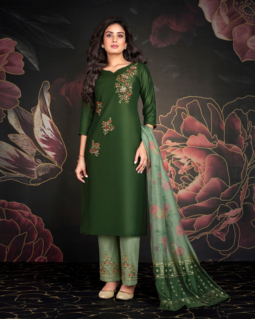 lily and lali fairy mirage bemberg silk regal look top bottom with dupatta catalog