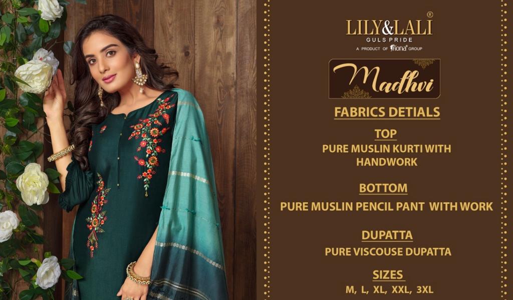 lily and lali madhvi muslin new and modern style top with bottom and dupatta catalog