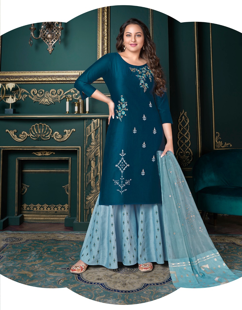 lily and lali riwaaz vol 3 new and modern style top with plazzo dupatta catalog