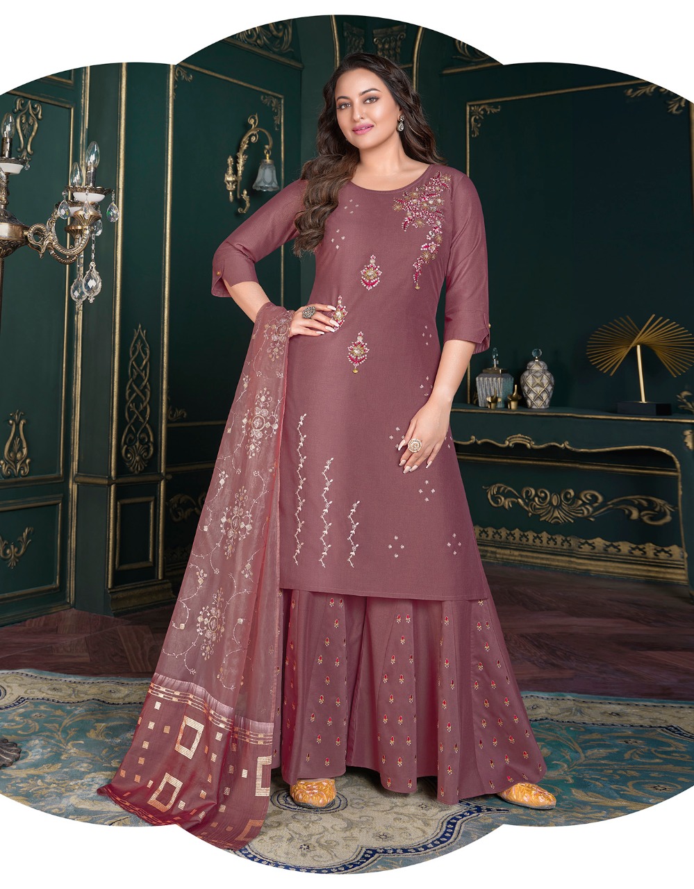 lily and lali riwaaz vol 3 new and modern style top with plazzo dupatta catalog