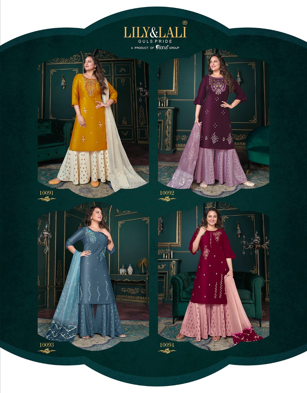 lily and lali riwaaz vol 3 new and modern style top with plazzo dupatta catalog