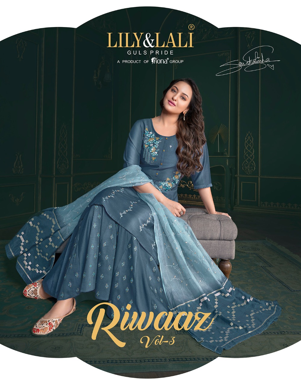 lily and lali riwaaz vol 3 new and modern style top with plazzo dupatta catalog