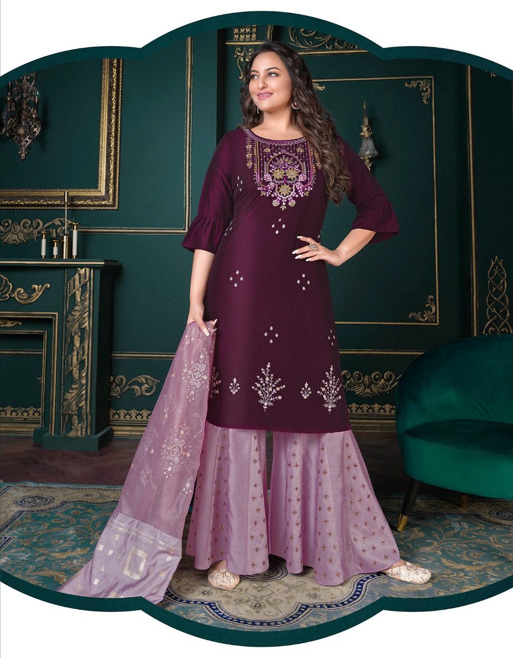 lily and lali riwaaz vol 3 new and modern style top with plazzo dupatta catalog