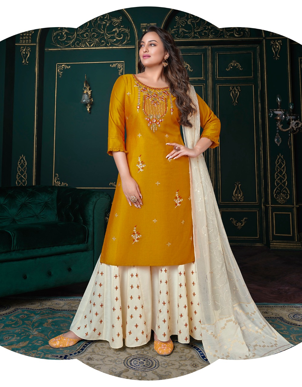 lily and lali riwaaz vol 3 new and modern style top with plazzo dupatta catalog