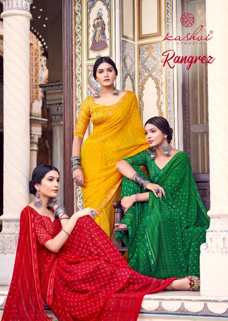 lt kashvi creation rangrez georgette attrective print saree catalog