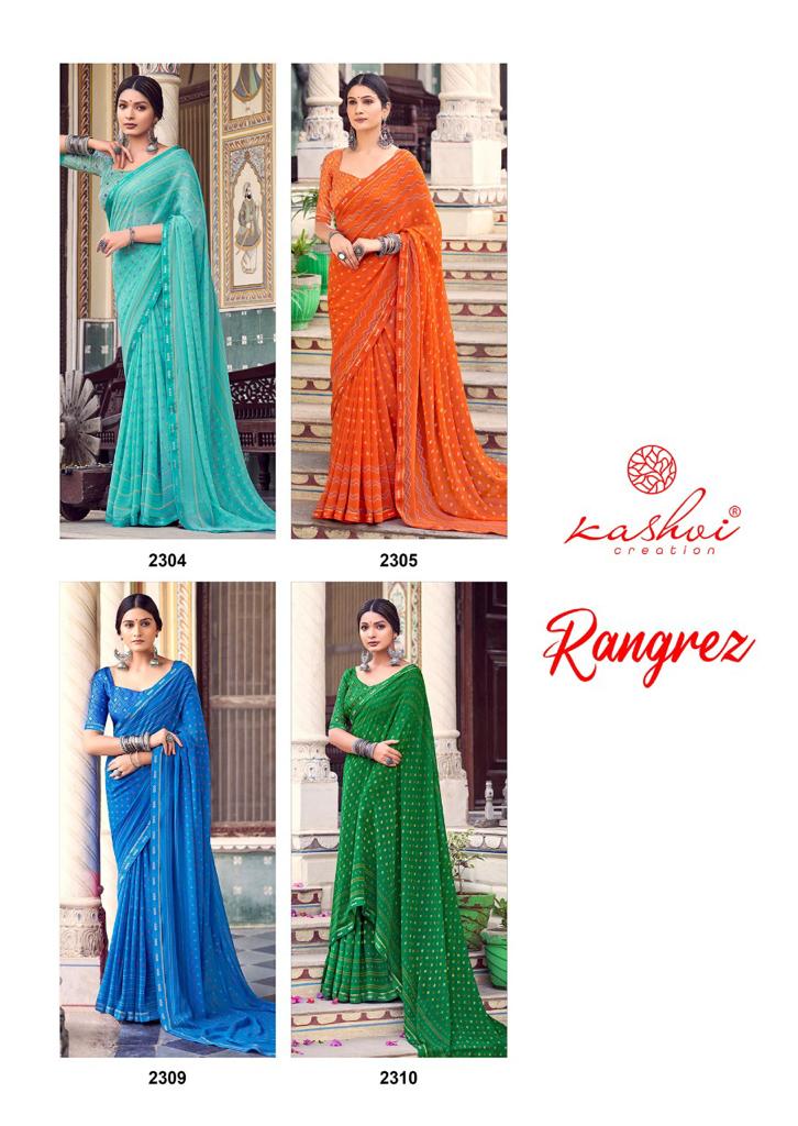 lt kashvi creation rangrez georgette attrective print saree catalog