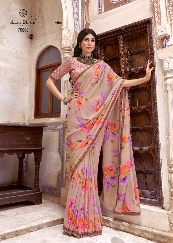 lt kashvi creation reshmi georgette decent print saree catalog