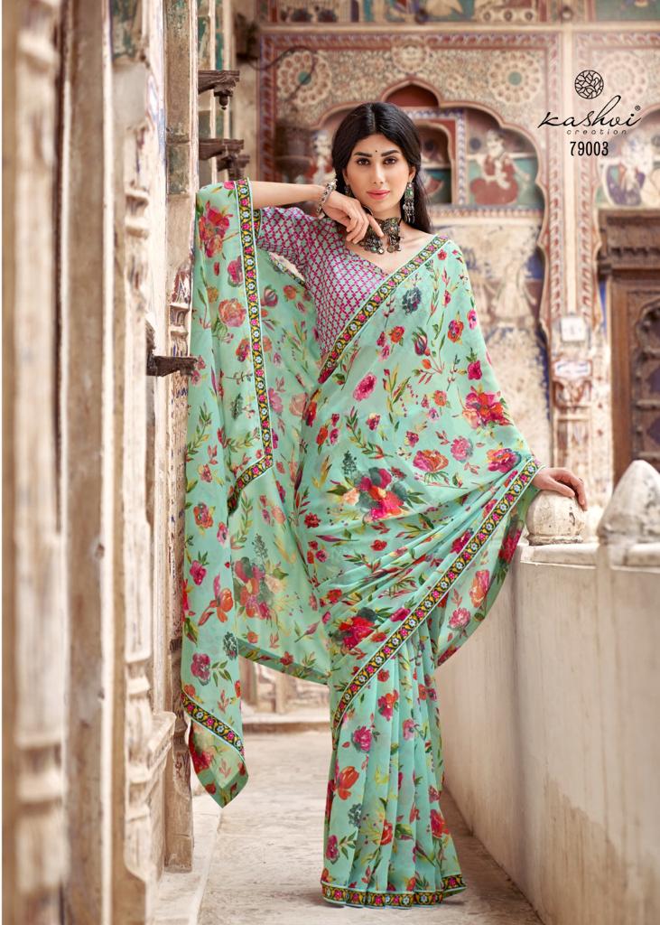 lt kashvi creation reshmi georgette decent print saree catalog