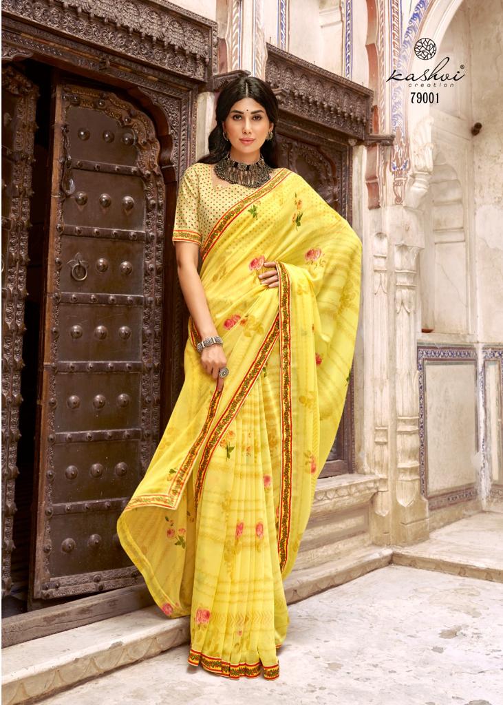 lt kashvi creation reshmi georgette decent print saree catalog