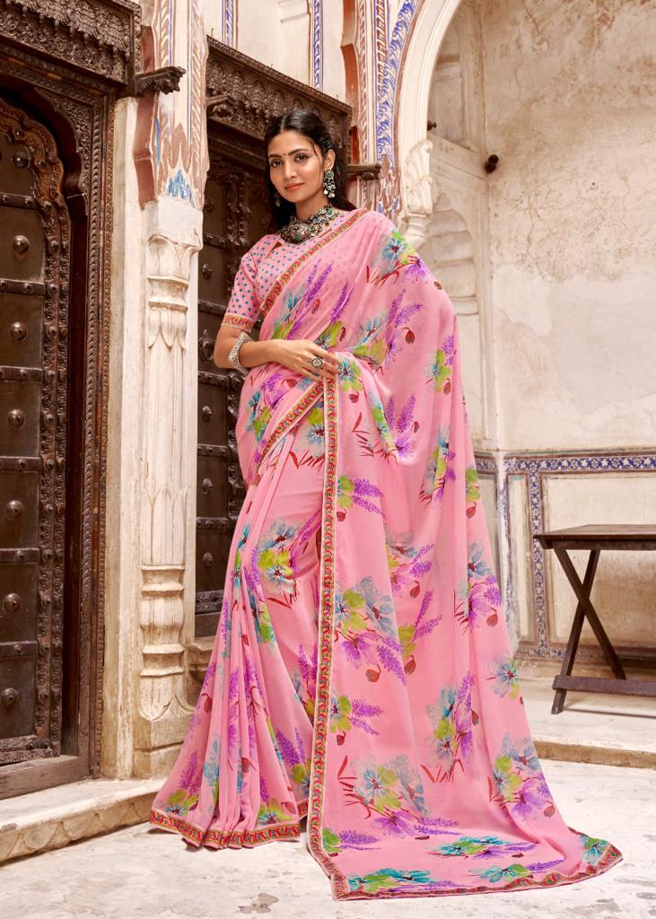 lt kashvi creation reshmi georgette decent print saree catalog