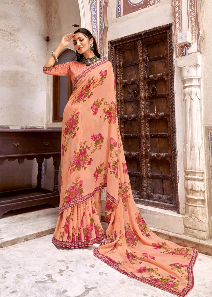 lt kashvi creation reshmi georgette decent print saree catalog