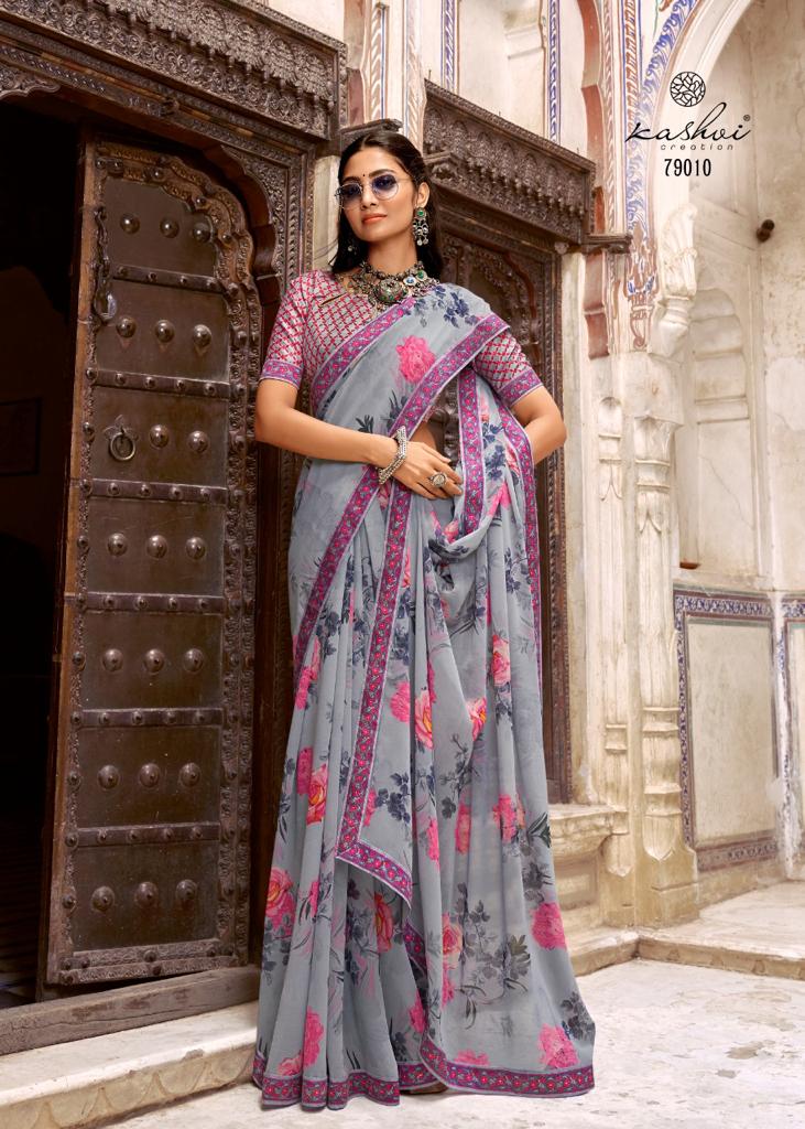 lt kashvi creation reshmi georgette decent print saree catalog