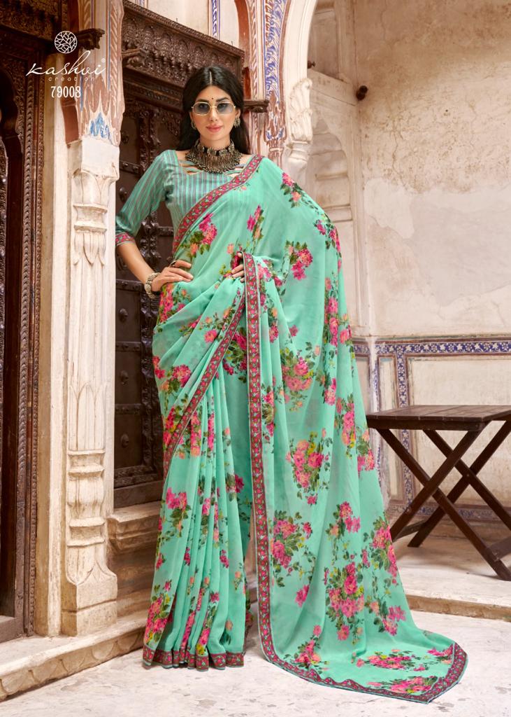 lt kashvi creation reshmi georgette decent print saree catalog