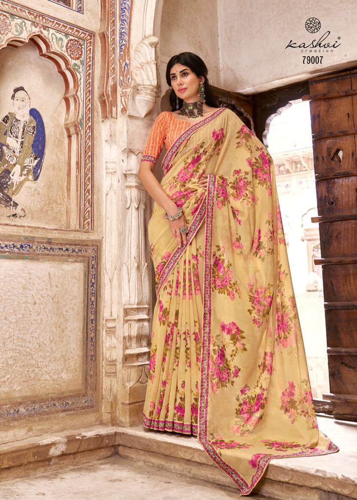 lt kashvi creation reshmi georgette decent print saree catalog