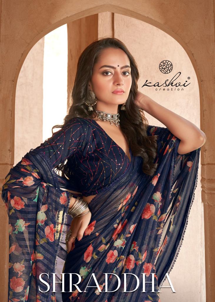 lt kashvi creation shraddha georgette attrective print saree catalog