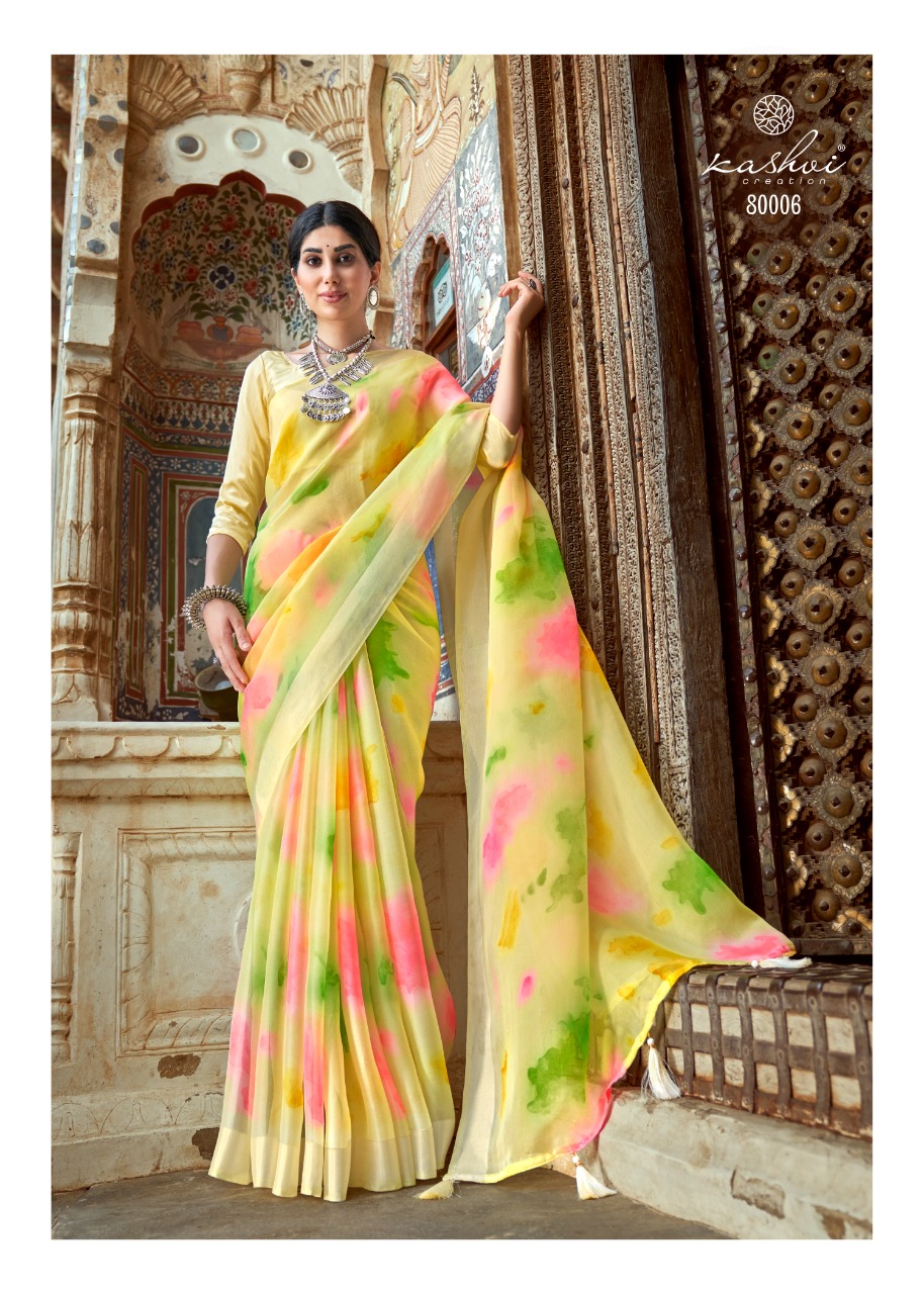 lt saree kashvi creation amantran organza graceful look saree catalog