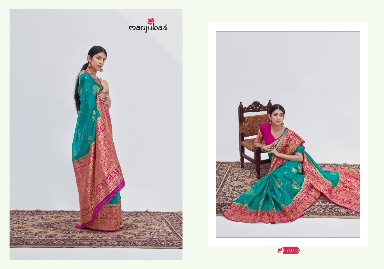 manjubaa madhushree silk 4 series 17001 to 17006 orgenza silk gorgeous look saree catalog