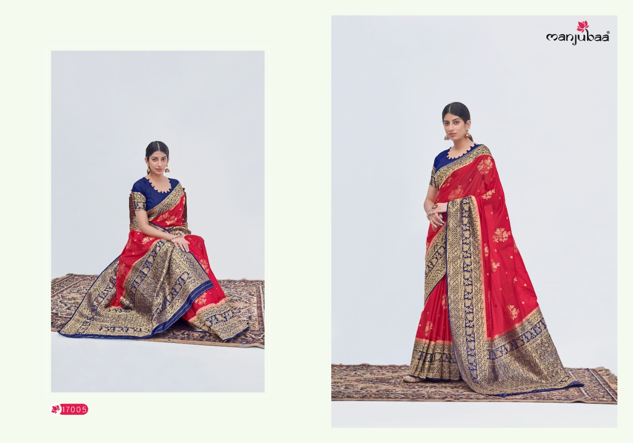 manjubaa madhushree silk 4 series 17001 to 17006 orgenza silk gorgeous look saree catalog