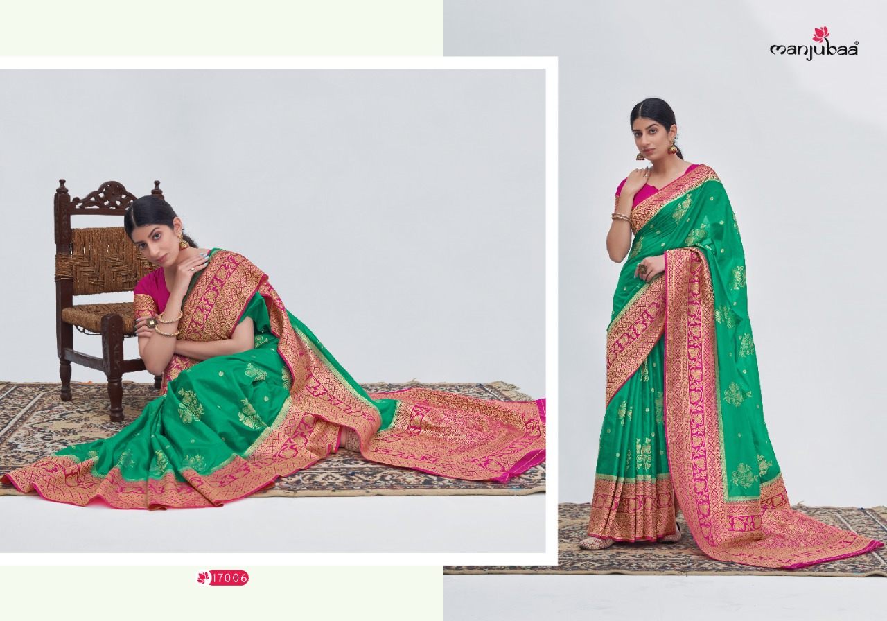 manjubaa madhushree silk 4 series 17001 to 17006 orgenza silk gorgeous look saree catalog