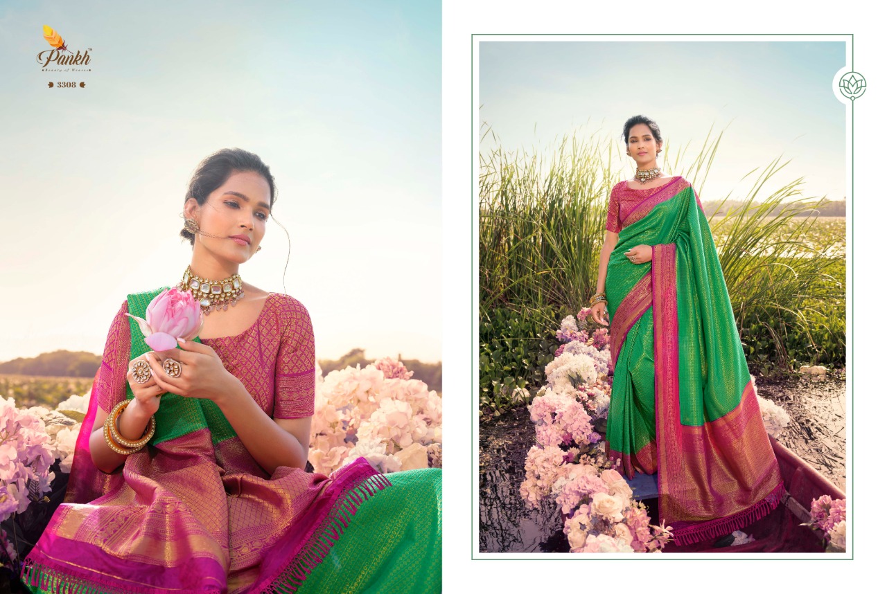 pink lotus pankh parmpara silk vol 3 silk regal look saree catalog