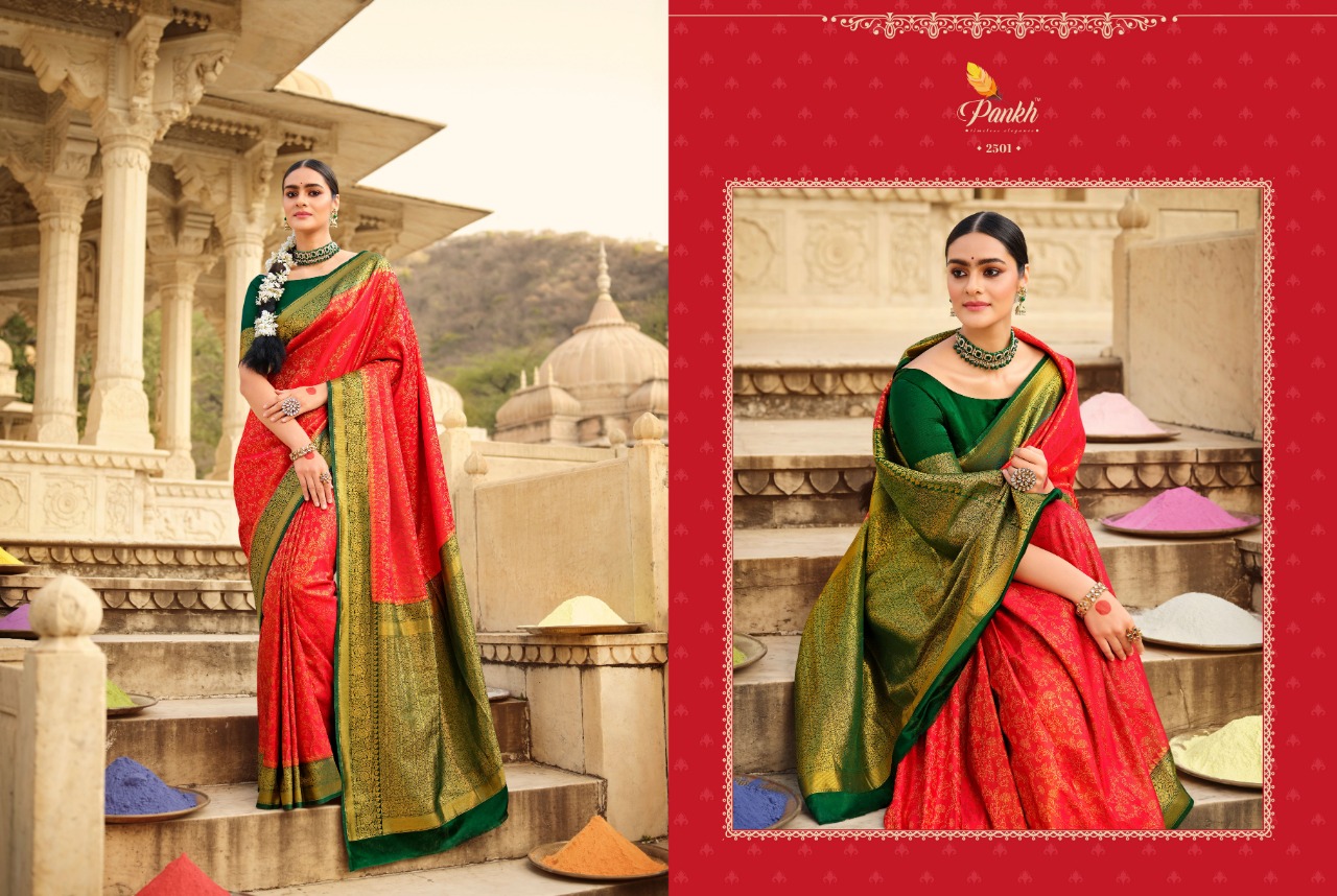 pink lotus pankh sakshi silk satin gorgeous look saree catalog