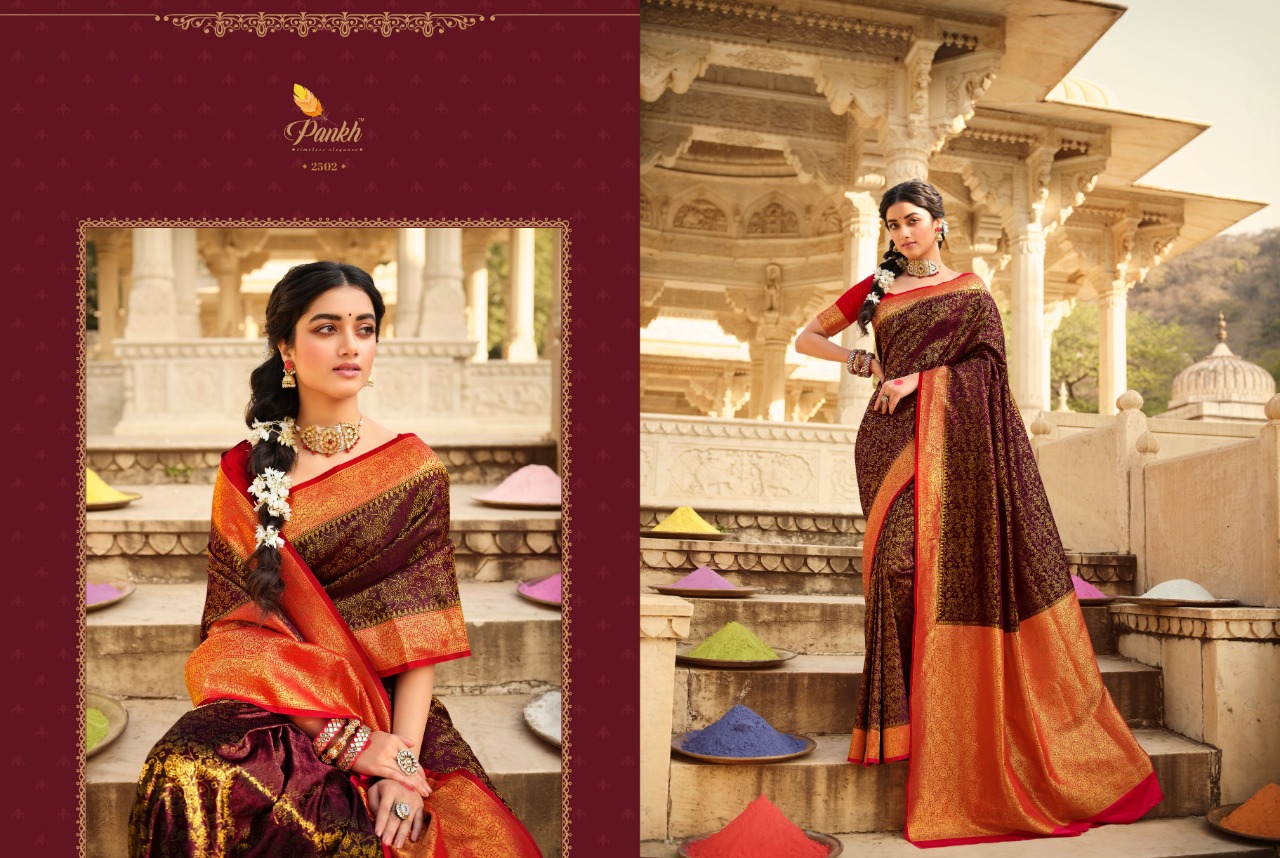 pink lotus pankh sakshi silk satin gorgeous look saree catalog