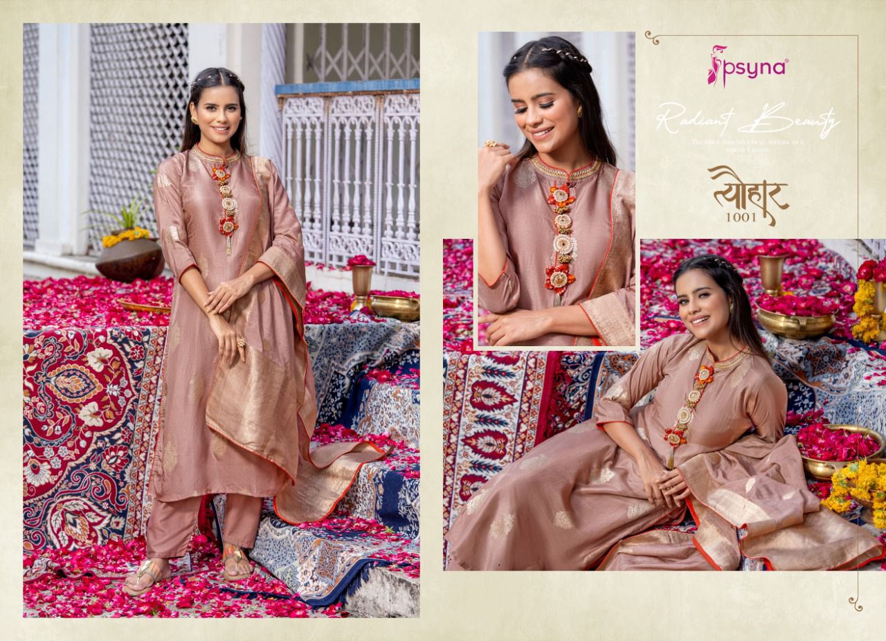 psyna tyohar vol 4  Jequard new and modern style top bottom with dupatta catalog