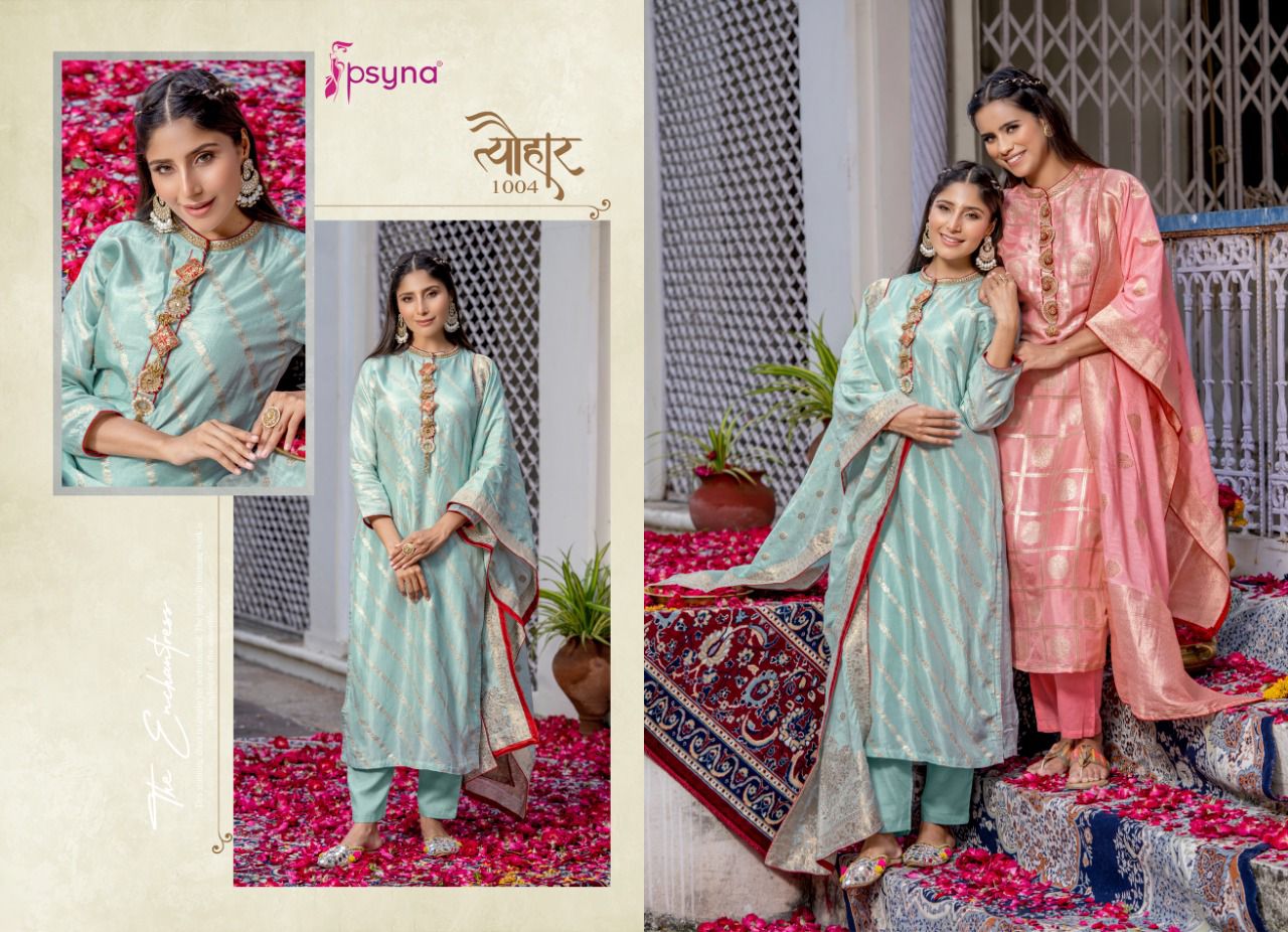 psyna tyohar vol 4  Jequard new and modern style top bottom with dupatta catalog