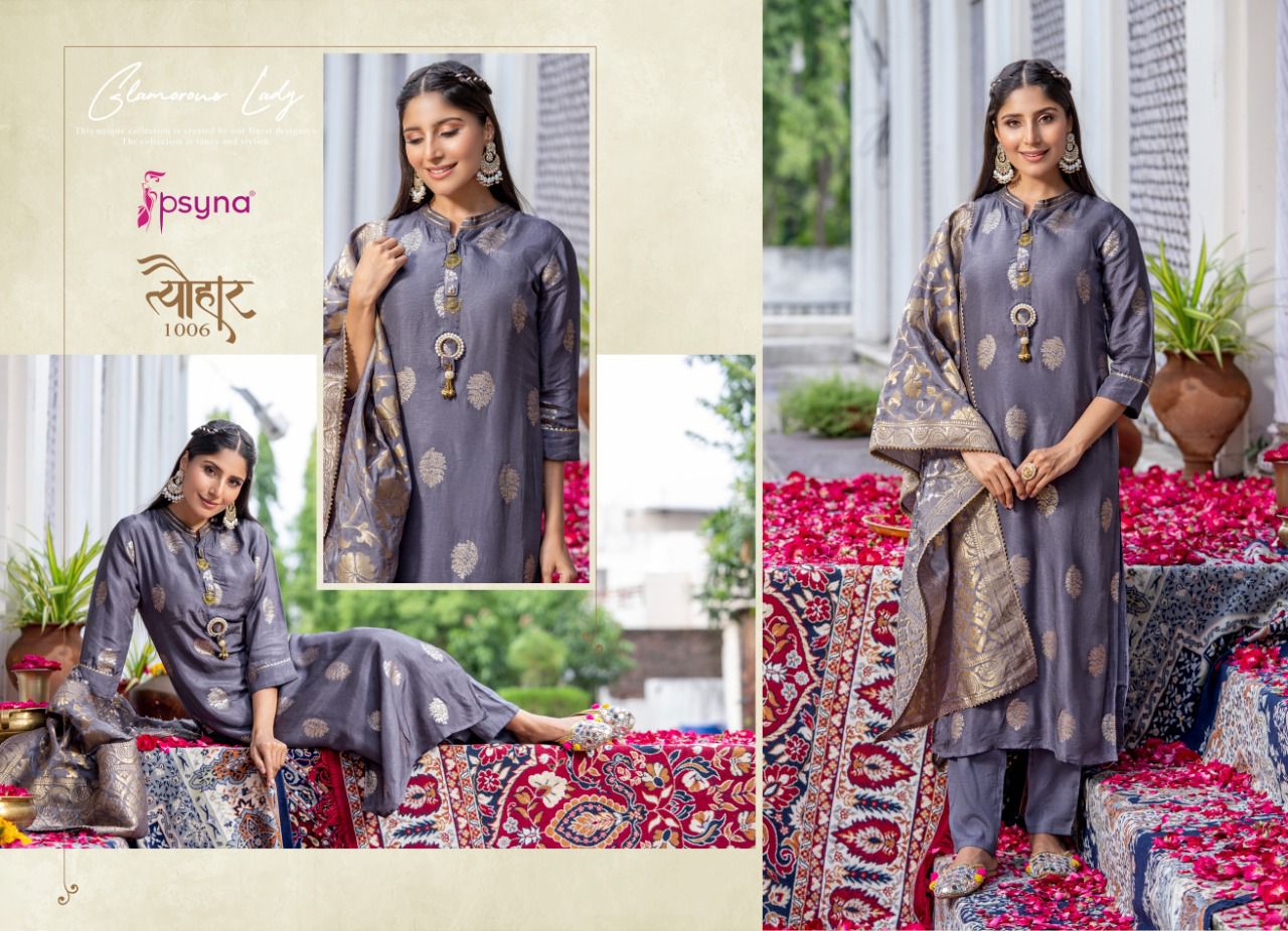 psyna tyohar vol 4  Jequard new and modern style top bottom with dupatta catalog