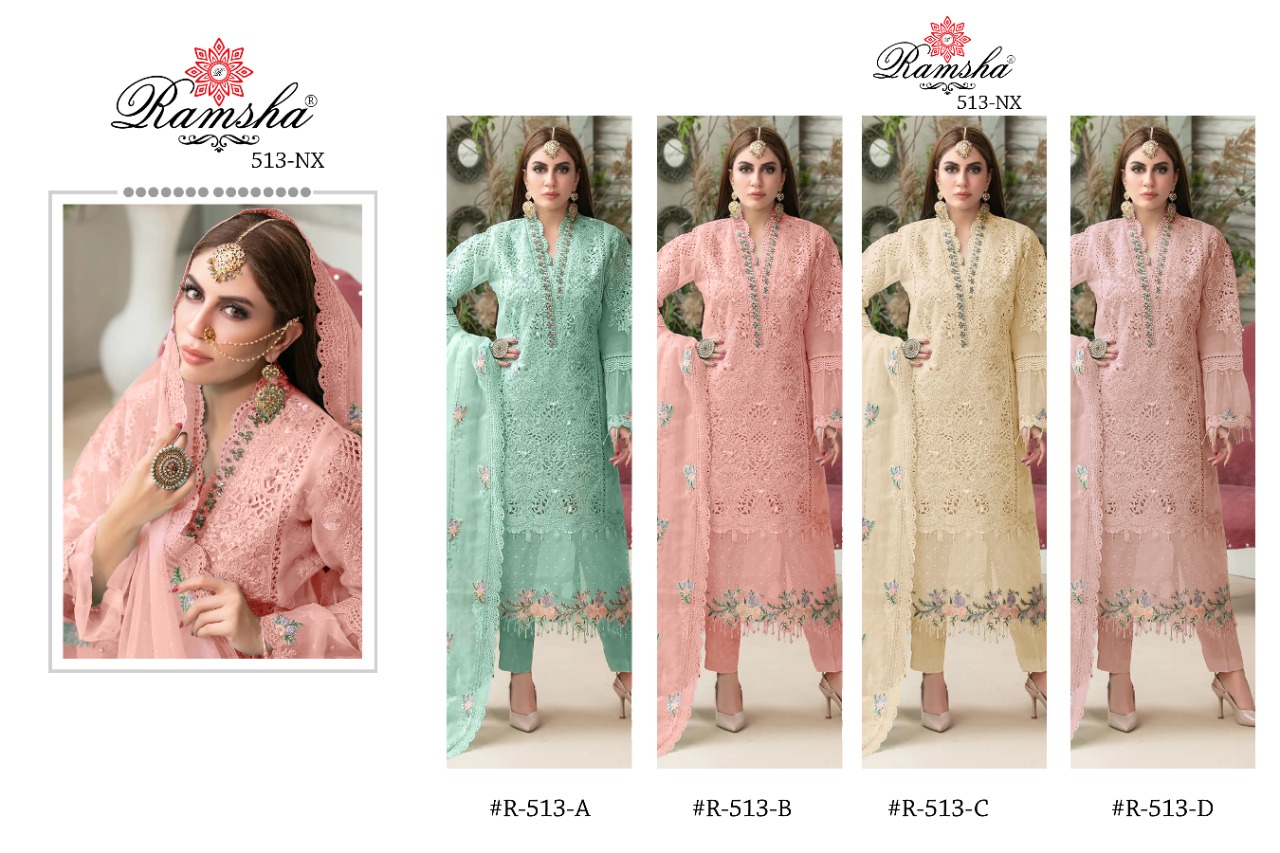 ramsha ramsha r 513 nx net embroidery astonishing look salwar suit catalog