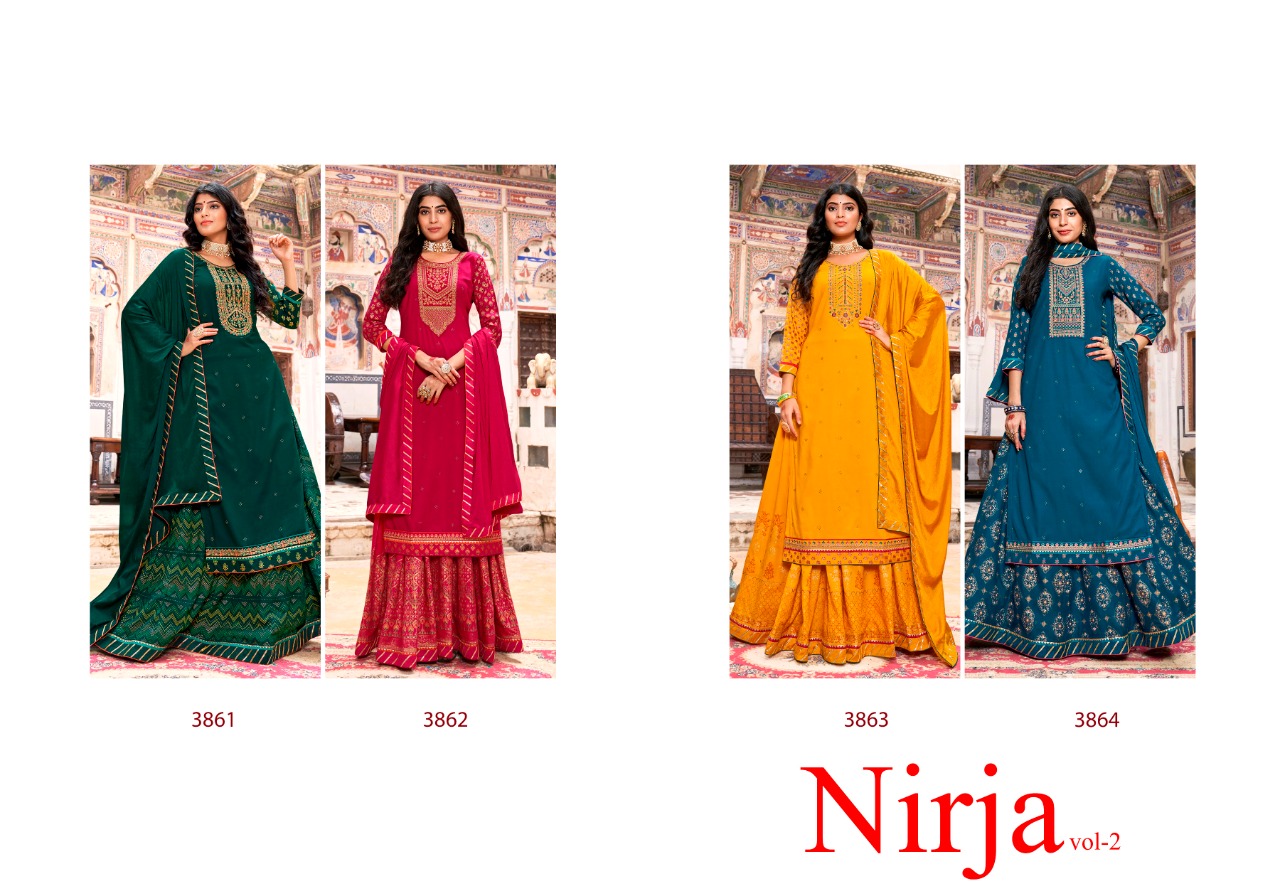 rangoon nirja vol 2 rayon innovation style top bottom with dupatta catalog