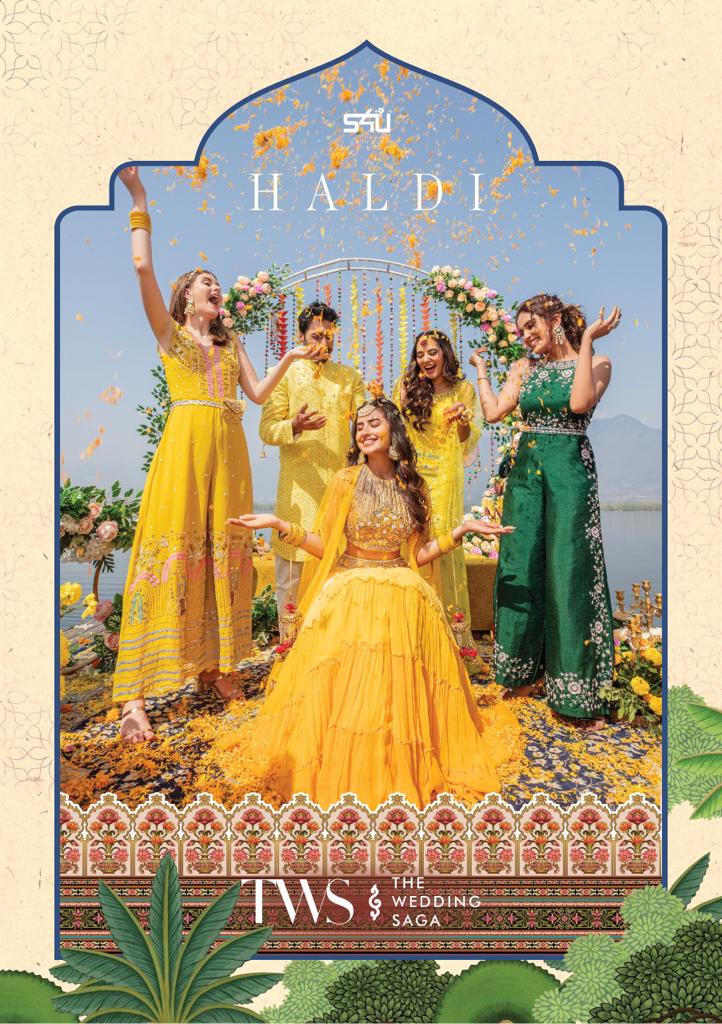 s4u haldi the wedding saga georgette new and modern style indo western catalog