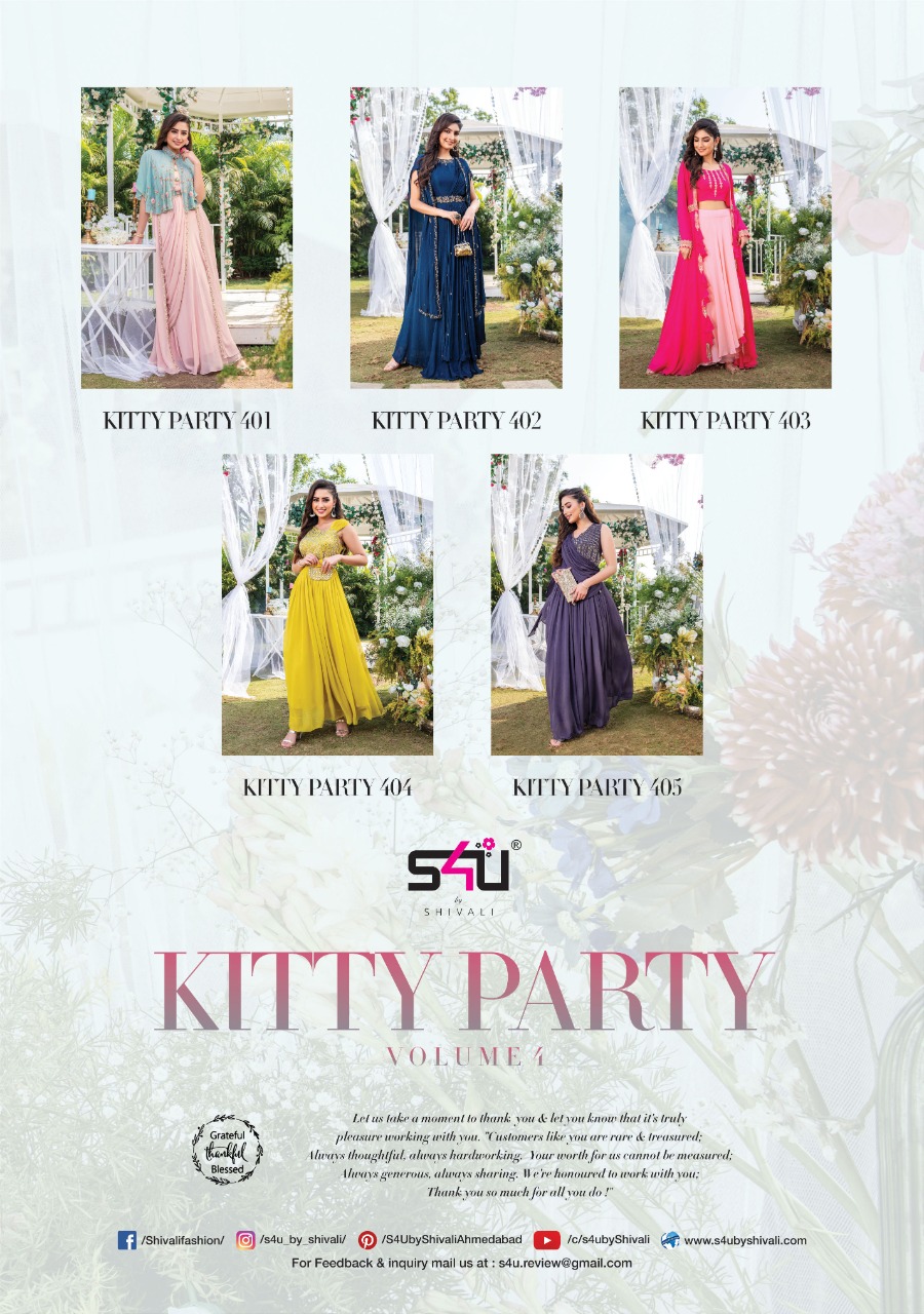 s4u kitty party vol 4 georgette new and modern style indo western catalog