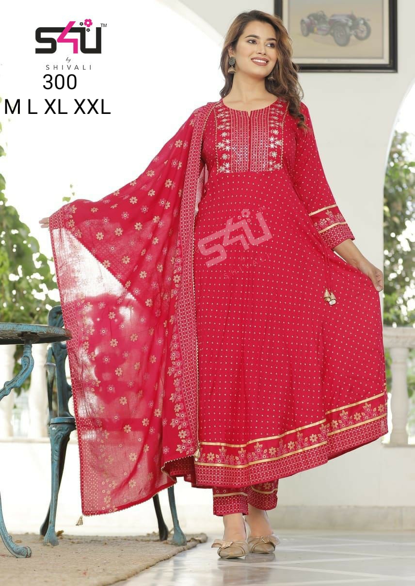 s4u s4u 300 fancy astonishing top with bottom and dupatta size set