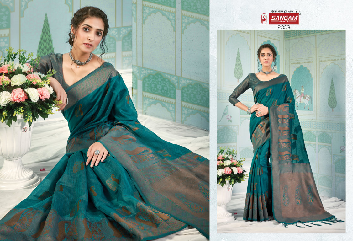 sangam print Bombay valvet cotton attractive look saree catalog