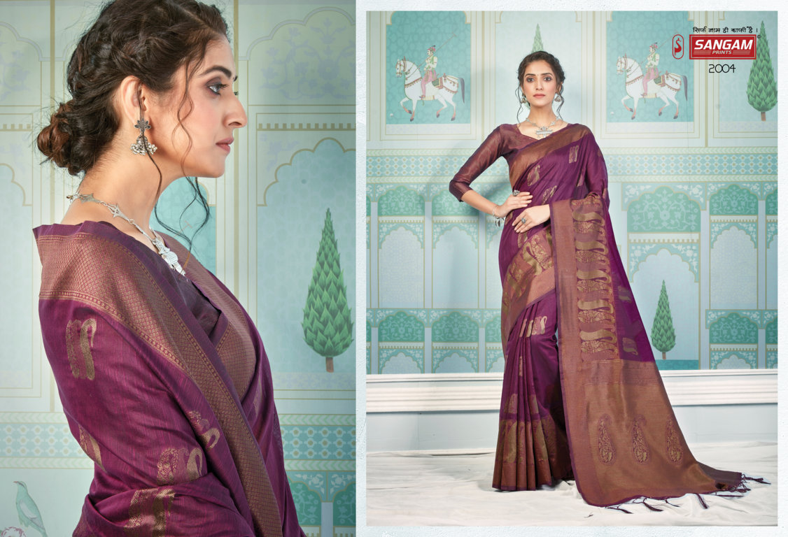 sangam print Bombay valvet cotton attractive look saree catalog