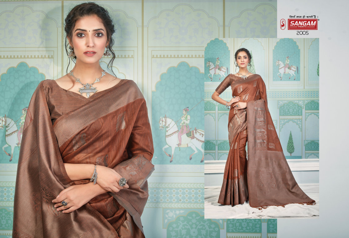 sangam print Bombay valvet cotton attractive look saree catalog