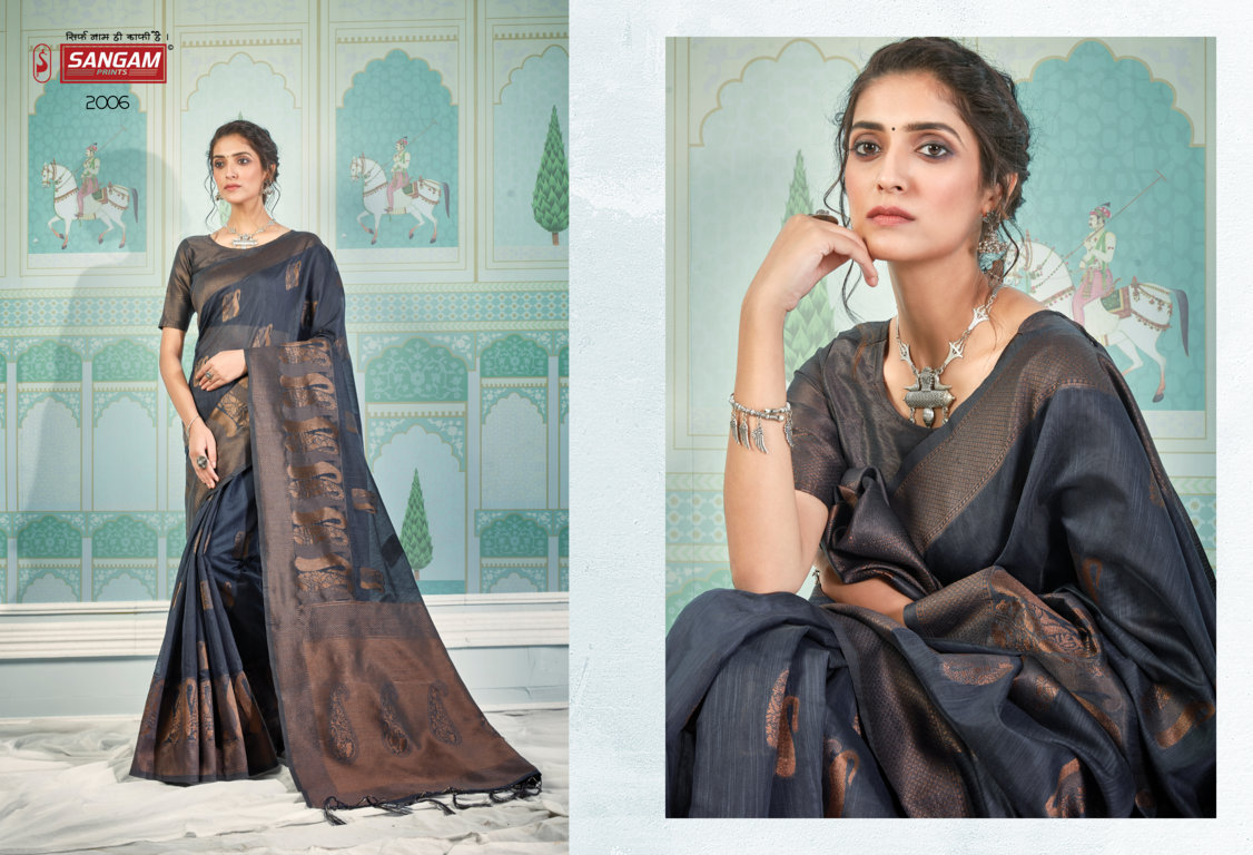 sangam print Bombay valvet cotton attractive look saree catalog