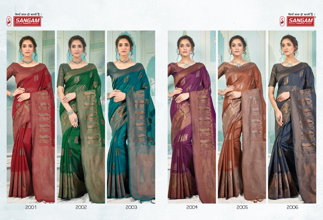 sangam print Bombay valvet cotton attractive look saree catalog